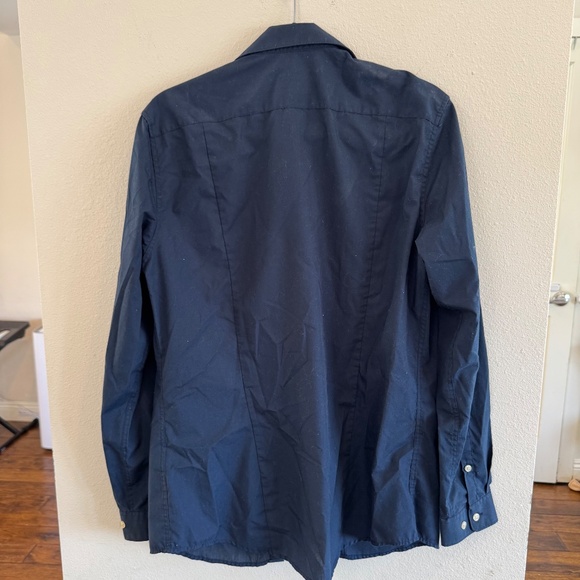 H&M Slim Fit Long Sleeve Shirt - Navy Blue, Size M - Picture 2 of 3